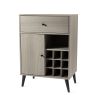 Modern Grey Wine Cabinet, Single Drawer, Single Cabinet with a removable wine rack
