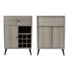 Modern Grey Wine Cabinet, Single Drawer, Single Cabinet with a removable wine rack