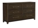 Contemporary Style Bedroom 1pc Dresser of 6 Drawers Dark Brown Finish Wooden Furniture Modern Look