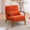 Oak Armrest Oak Upholstered Single Lounge Chair Indoor Lounge Chair Burnt Orange Color