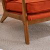 Oak Armrest Oak Upholstered Single Lounge Chair Indoor Lounge Chair Burnt Orange Color