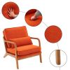 Oak Armrest Oak Upholstered Single Lounge Chair Indoor Lounge Chair Burnt Orange Color