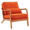 Oak Armrest Oak Upholstered Single Lounge Chair Indoor Lounge Chair Burnt Orange Color