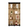 Two-door Tawny Glass Display Cabinet 4 Shelves with Door, Floor Standing Curio Bookshelf for Living Room Bedroom Office, 64.7"*31.7"*14.3",Black