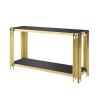 Modern Glass Console Table, 55" Gold Sofa Table with Sturdy Metal Frame and Black Tempered Glass Top, for Living Room Entryway Bedroom, Gold Finish