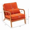 Oak Armrest Oak Upholstered Single Lounge Chair Indoor Lounge Chair Burnt Orange Color