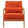 Oak Armrest Oak Upholstered Single Lounge Chair Indoor Lounge Chair Burnt Orange Color