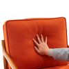 Oak Armrest Oak Upholstered Single Lounge Chair Indoor Lounge Chair Burnt Orange Color