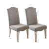 Transitional Style Antique White Frame Set of 2pc Side Chairs Gray Fabric Parson Chair Camel Back Design