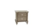 Luxury Classic Antique Silver / Champagne Finish 1pc Nightstand Storage Space Bedside Table Bedroom Furniture