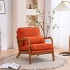 Oak Armrest Oak Upholstered Single Lounge Chair Indoor Lounge Chair Burnt Orange Color