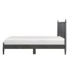 Mid-Century Modern Design Queen Platform Bed 1pc Gray Finish Wooden Bedroom Furniture Vertical Slats Headboard, Bed in a Box