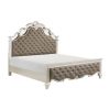 Glamorous Champagne Finish 1pc Queen Bed Button Tufted Upholstered Headboard Footboard Traditional Luxury Bedroom Furniture 1pc