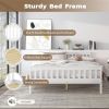 Twin Bed Frames with Headboard, Solid Wooden Platform Bed with Corner, Modern Low Profile Bed Frame, No Box Spring Needed, White