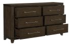 Contemporary Style Bedroom 1pc Dresser of 6 Drawers Dark Brown Finish Wooden Furniture Modern Look