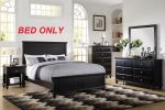 Black Color Queen Size Bed Bedroom Furniture High Panel Headboard Footboard Plywood 1pc Bedframe