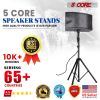 5 Core Speaker Stand Tripod Floor Heavy Duty Adjustable Up to 72 Inch DJ Studio Monitor Stands Pole Mount  - SS HD 1PK BLK BAG
