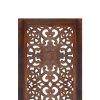2 Piece Mango Wood Wall Panel Set with Mendallion Carving, Burnt Brown