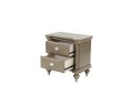 Luxury Classic Antique Silver / Champagne Finish 1pc Nightstand Storage Space Bedside Table Bedroom Furniture