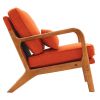 Oak Armrest Oak Upholstered Single Lounge Chair Indoor Lounge Chair Burnt Orange Color