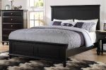 Black Color Queen Size Bed Bedroom Furniture High Panel Headboard Footboard Plywood 1pc Bedframe