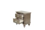Luxury Classic Antique Silver / Champagne Finish 1pc Nightstand Storage Space Bedside Table Bedroom Furniture