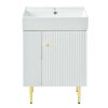 21.6" white Bathroom vanity, Combo Cabinet, Bathroom Storage Cabinet, Single Ceramic Sink, Left side storage