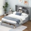 Full Size Platform Bed with Storage Headboard and 2 Drawers