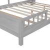 Wood Full Size Platform Bed with Built-in LED Light, Storage Headboard and Guardrail