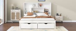 Queen Size Platform Bed with Storage Headboard and 2 Drawers