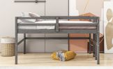 Wood Twin Size Loft Bed with Side Ladder