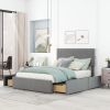 Full Size Upholstery Platform Bed with Four Drawers on Two Sides, Adjustable Headboard