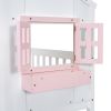 Twin over Twin House Bunk Bed with Roof , Window, Window Box, Door , with Safety Guardrails and Ladder