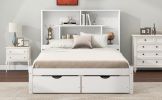 Full Size Platform Bed with Storage Headboard and 2 Drawers