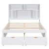 Full Size Platform Bed with Storage Headboard and 2 Drawers