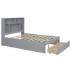 Full Size Platform Bed with Storage Headboard and 2 Drawers