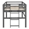 Wood Twin Size Loft Bed with Side Ladder