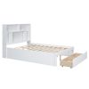Full Size Platform Bed with Storage Headboard and 2 Drawers