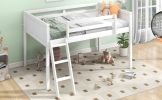 Twin Size Wood Low Loft Bed with Ladder, ladder can be placed on the left or right