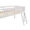 Twin Size Wood Low Loft Bed with Ladder, ladder can be placed on the left or right