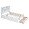 Full Size Platform Bed with Storage Headboard and 2 Drawers