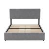 Full Size Upholstery Platform Bed with Four Drawers on Two Sides, Adjustable Headboard