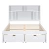 Full Size Platform Bed with Storage Headboard and 2 Drawers