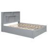 Queen Size Platform Bed with Storage Headboard and 2 Drawers