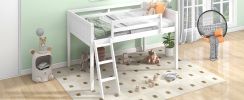 Twin Size Wood Low Loft Bed with Ladder, ladder can be placed on the left or right