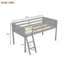 Twin Size Wood Low Loft Bed with Ladder, ladder can be placed on the left or right