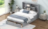 Full Size Platform Bed with Storage Headboard and 2 Drawers