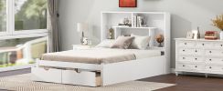 Full Size Platform Bed with Storage Headboard and 2 Drawers