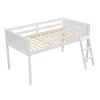 Twin Size Wood Low Loft Bed with Ladder, ladder can be placed on the left or right