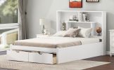 Full Size Platform Bed with Storage Headboard and 2 Drawers